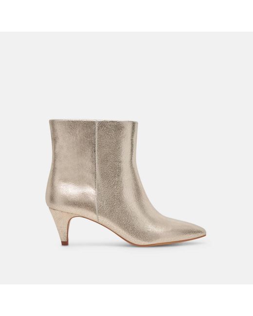 Dolce Vita Gray Dee Boots In Platinum Distressed Leather