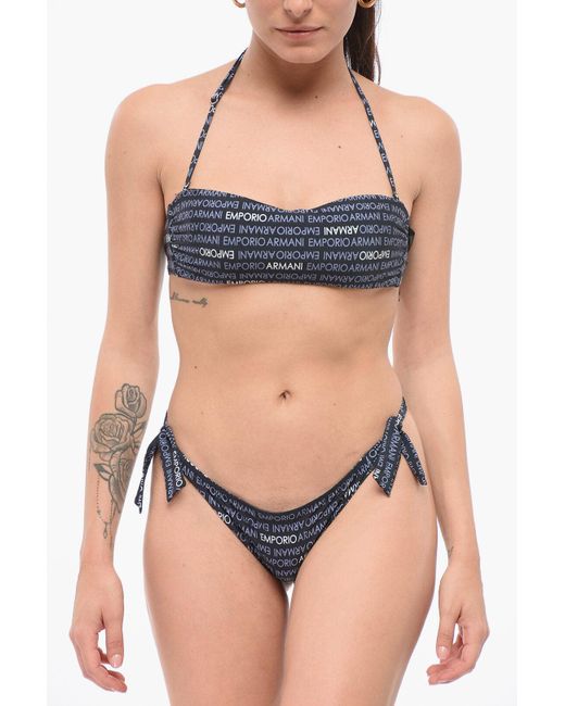 Armani Black Emporio Monogram Patterned Bikini Set