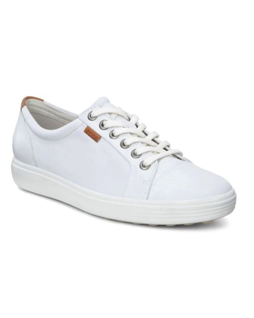 Ecco White Soft 7 Leather Sneaker