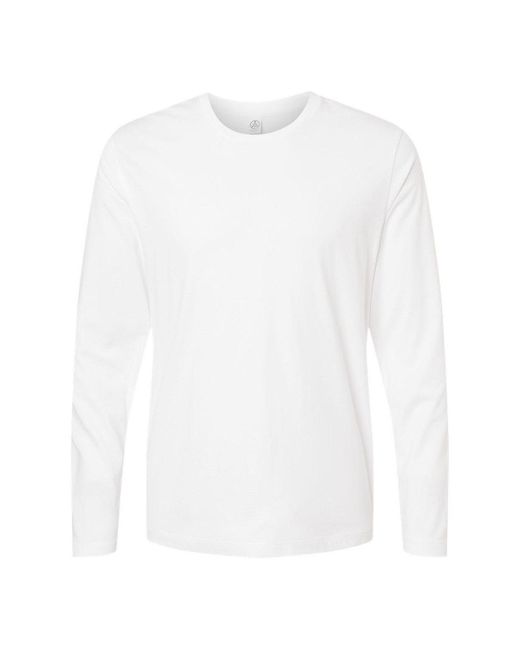Alternative Apparel White Cotton Jersey Long Sleeve Go-to Tee for men
