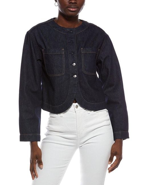 Madewell Blue Curved Hem Button Jacket