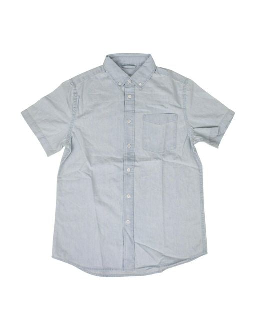 Saturdays NYC Blue Light Denim Short Sleeve Shirt - Crosby for men
