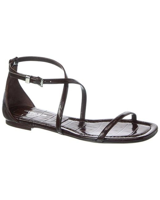 Michael Kors Metallic Polly Runway Croc-Embossed Leather Sandal
