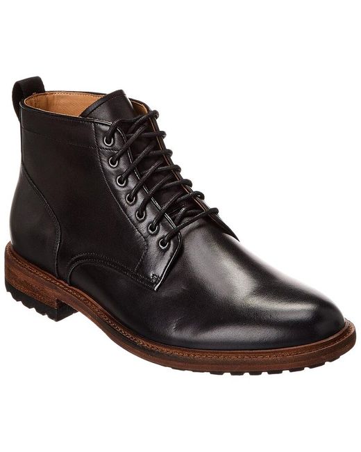 Warfield & Grand Black Plain Toe Leather Boot for men
