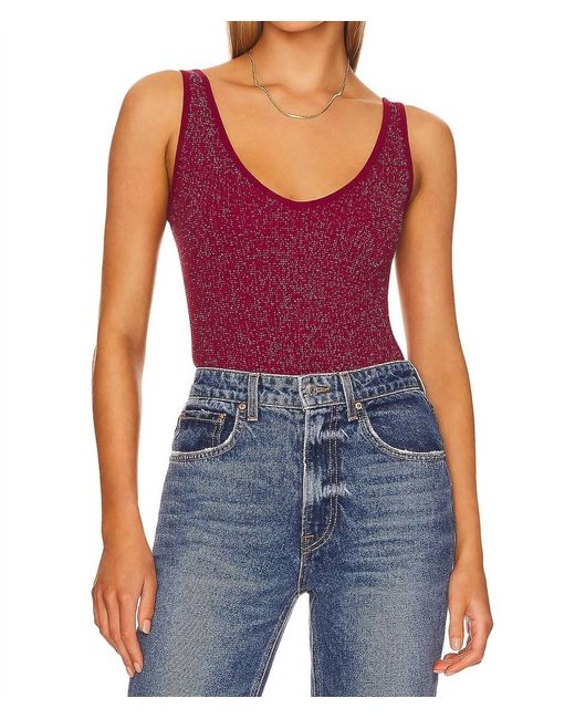 Free People Blue Lurex Solid Rib Top