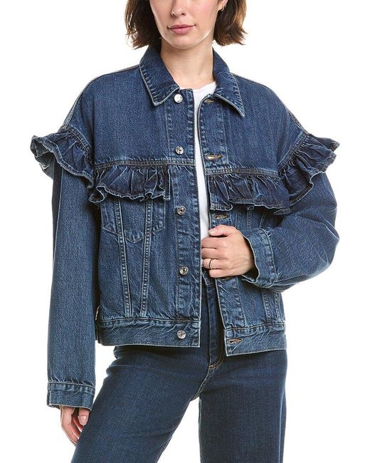FRAME Blue The Ruffle Jacket