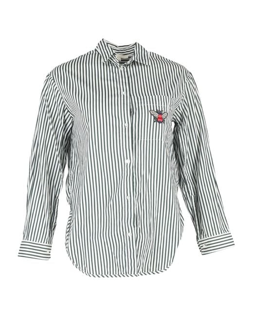 Maje Blue Striped Button-Down Shirt
