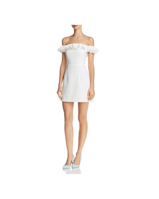 French Connection White Whisper Ruffled Sleeveless Mini Dress