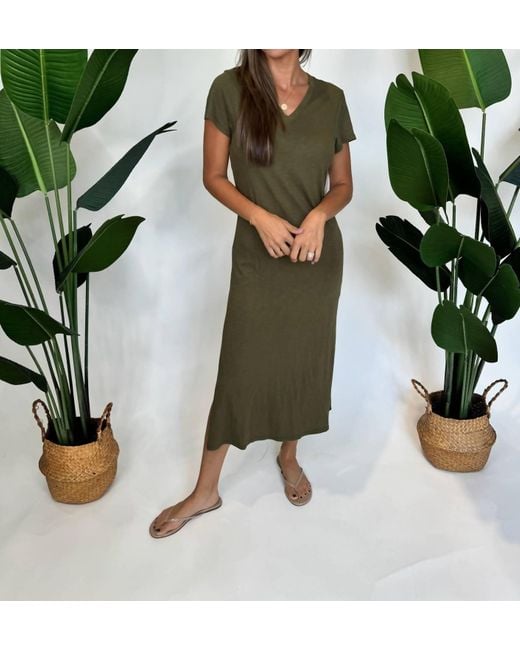 Bella Dahl Green Knitted V-Neck Maxi Dress