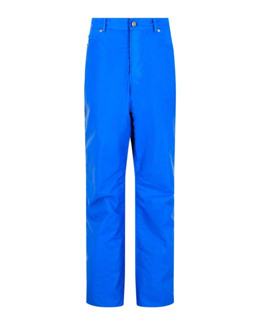 Ferragamo Blue Coated Straight Leg Pants for men