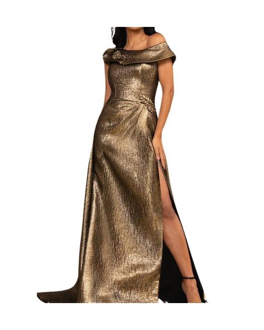 Terani Brown Off The Shoulder Gown