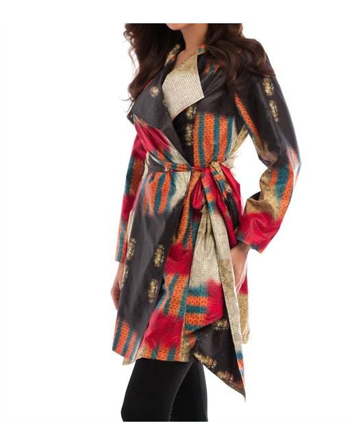 Angel Red Sunset Belted Collard Rain Jacket