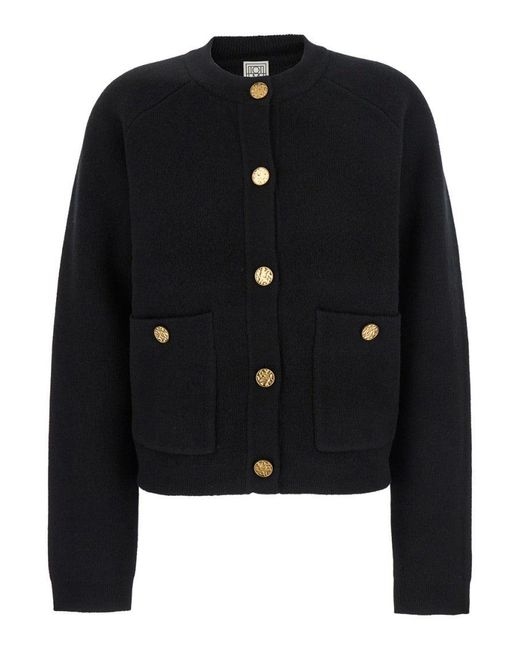 Totême  Black Hammered Button Cardigan