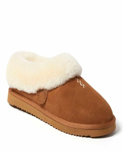Dearfoams Brown Fireside By Adelaide Genuine Shearling Clog Slipper