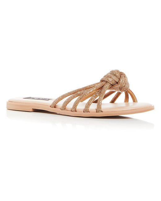 Aqua White Blink Slip-on Embellished Slide Sandals