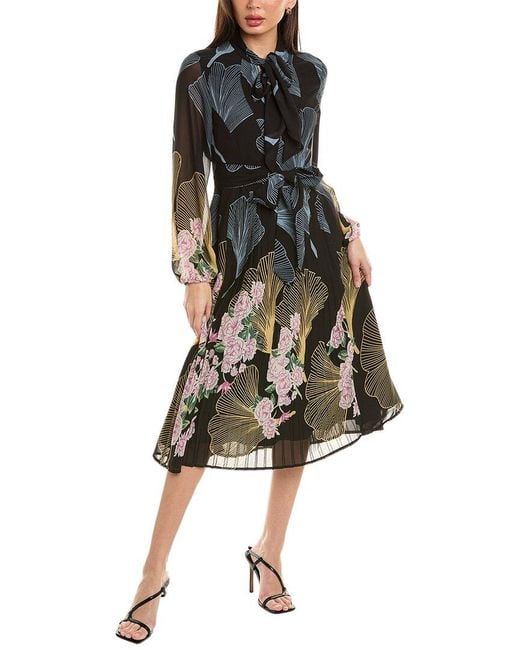 Gracia Black Bow Neck Midi Dress