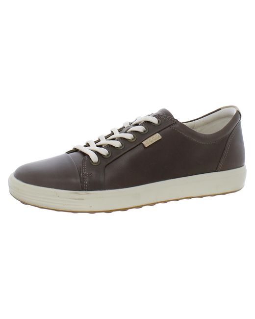 Ecco Brown Soft 7 Leather Lace-up Fashion Sneakers