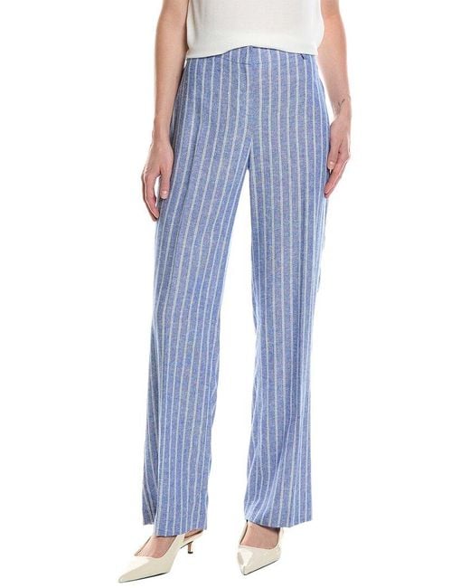 Anne Klein Blue Linen-Blend Pant