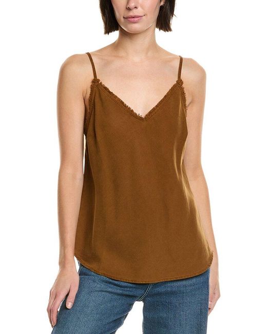 Bella Dahl Green Frayed Edge V-neck Camisole