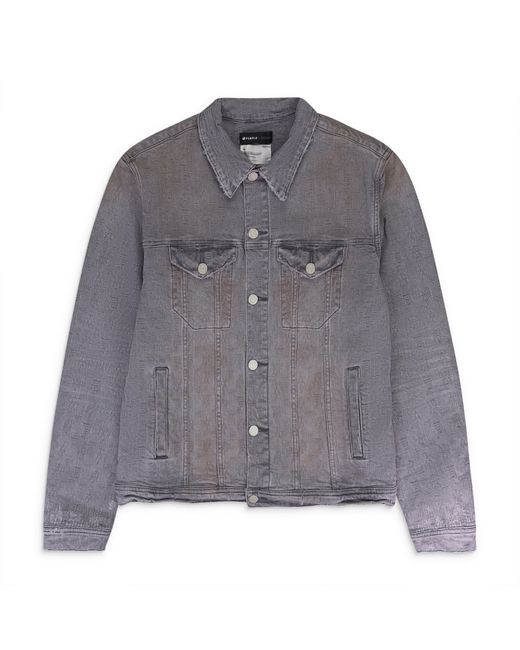 Purple Brand Gray Washed Jacquard Trucker Denim Jackets for men