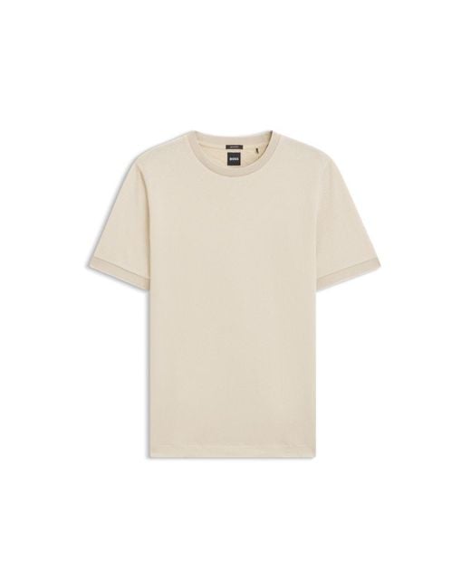 Boss Natural Mercerized-Cotton T-Shirt With Two-Tone Structure for men