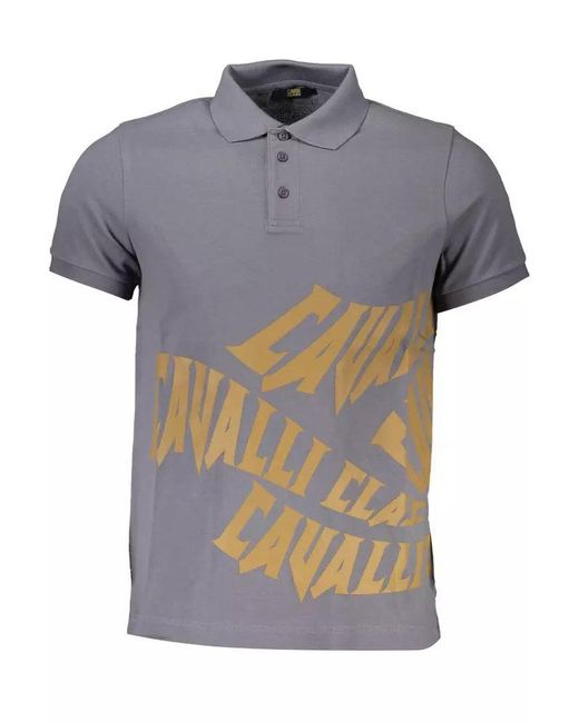 Class Roberto Cavalli Gray Cotton Polo Shirt for men