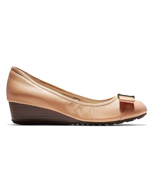 Cole Haan Brown Emory Leather Bow Wedge Heels