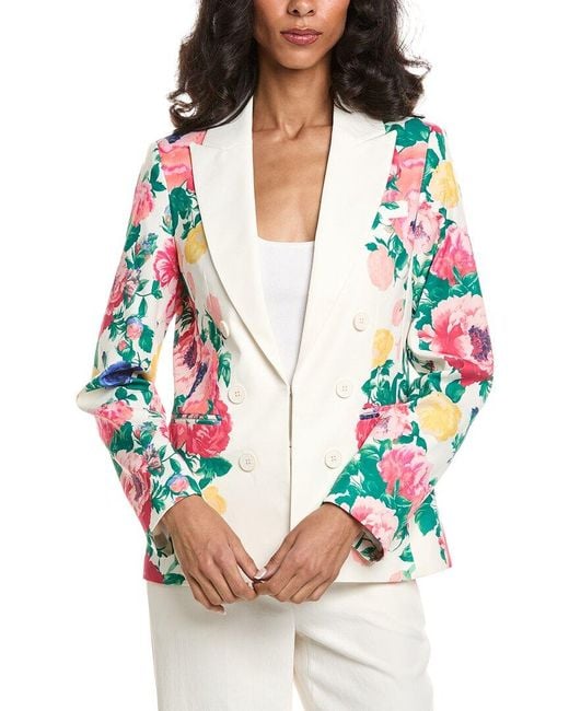 Tahari White Printed Blazer
