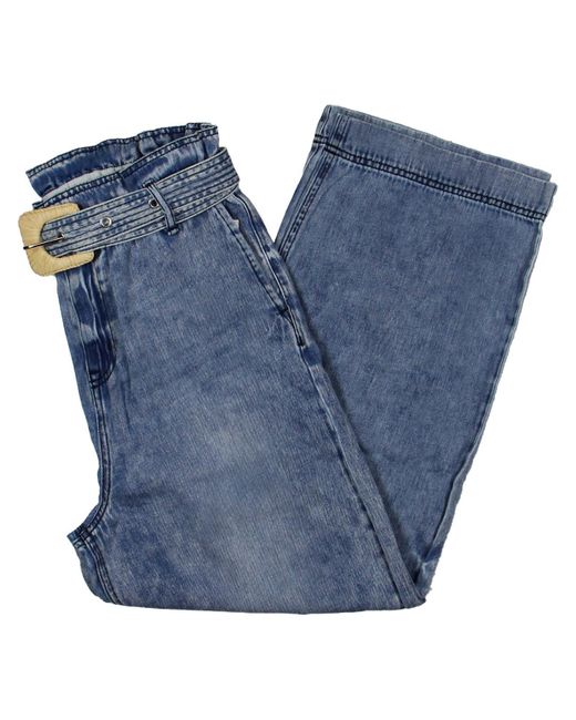 Sam Edelman Blue Rayne High-rise Paperbag Waist Cropped Jeans
