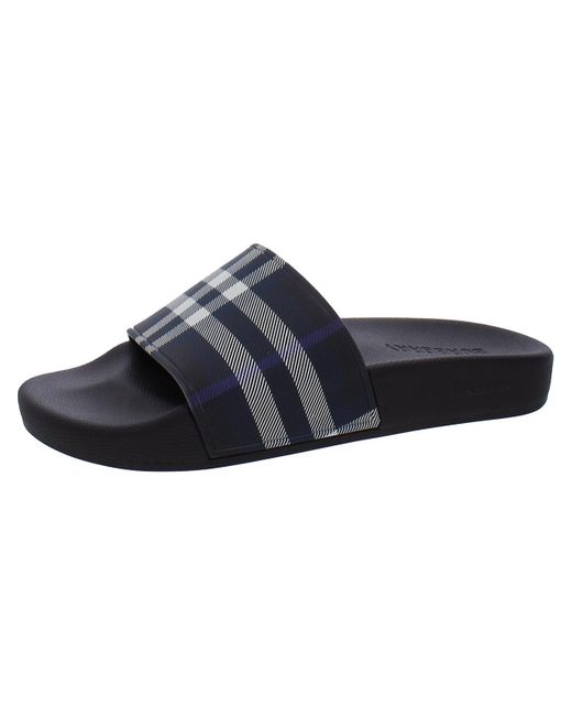 Burberry Blue Furley Check Print Summer Slide Sandals