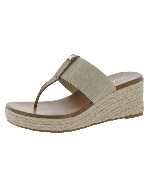 MICHAEL Michael Kors Verity Leather Slip On Wedge Sandals in White Lyst