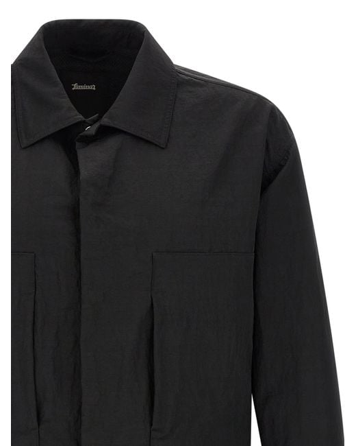 Laminar Black Shacket Rippled Effect for men