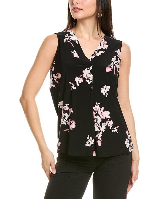 Anne Klein Black Pleat Front Shell