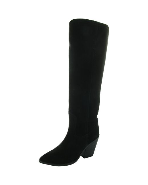 Blondo Black Wrangle Suede Stacked Heel Knee-High Boots