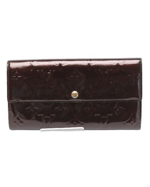 Louis Vuitton Portefeuille Sarah Patent Leather Wallet (pre-owned) in Black