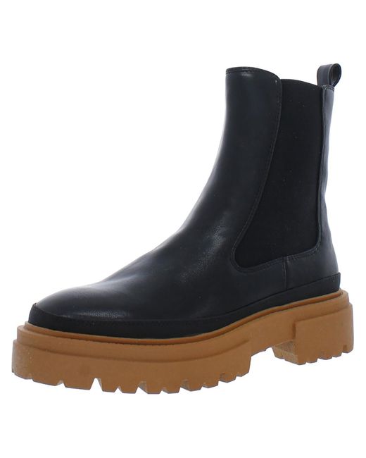 Steven New York Armond Faux Leather Side Zipper Chelsea Boots in Blue