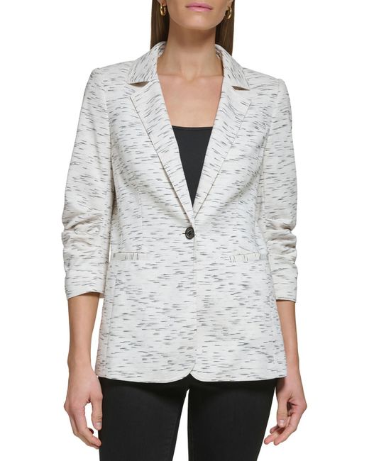 DKNY Gray Work Wear Trendy One-button Blazer