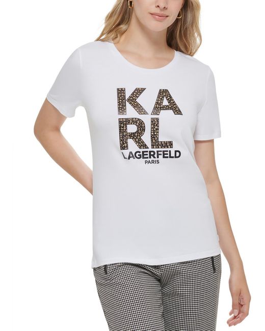 Karl Lagerfeld Gray Crewneck Logo Graphic T-shirt