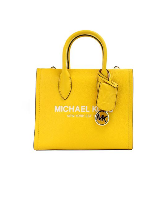 Michael Kors Yellow Mirella Small Jasmine Leather Top Zip Shopper Tote Bag