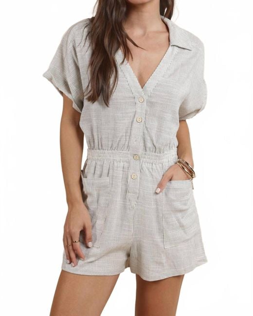 Sadie & Sage Gray Mojave Buttoned Romper