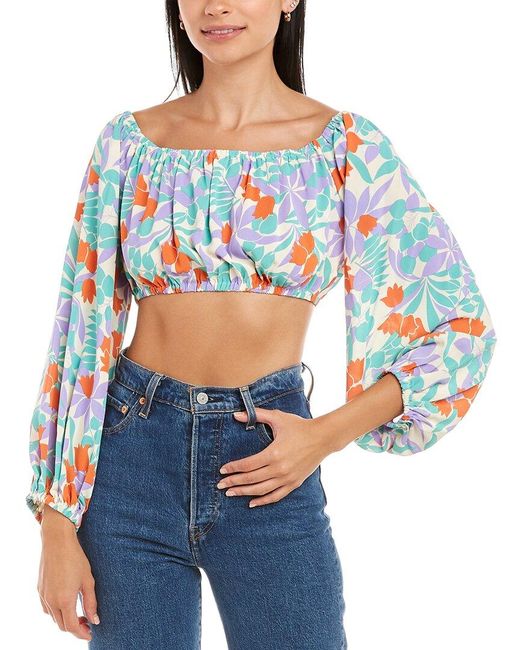 Traffic People Blue Sofia Crop Top