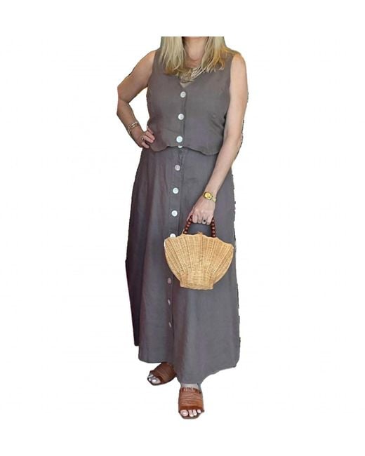 Finley Gray Nicole Button Front Linen Skirt