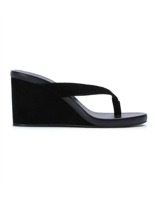 Tony Bianco Black Avanti Suede Wedge Thong Sandals