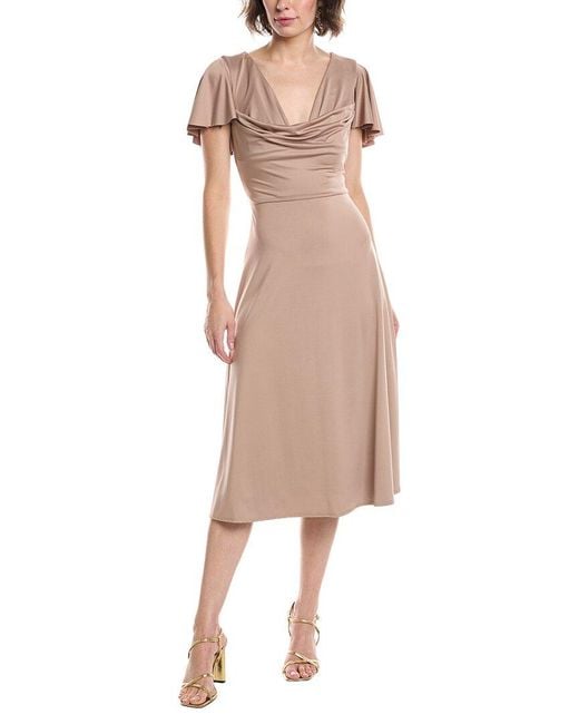 Black Halo Natural Anabela Draped Midi Dress