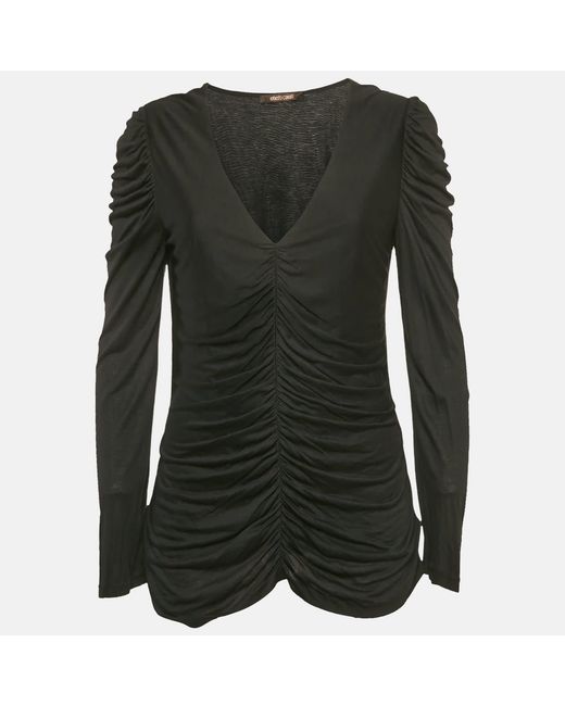 Roberto Cavalli Women's Green Ruched Jersey Top
