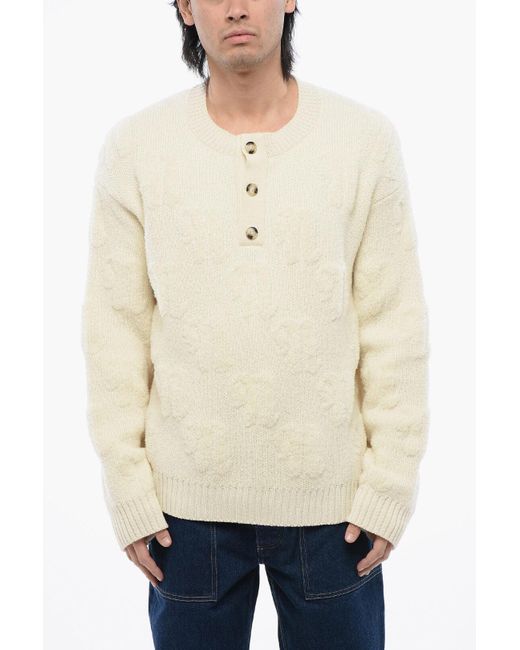 Nanushka Natural Wool And Nylon Figlo 3-Buttons Sweater for men