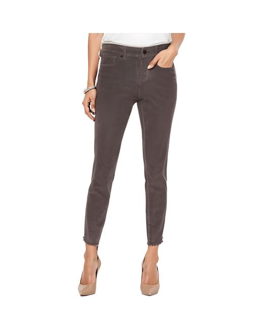 NYDJ Gray Alina Frayed Hem Corduroy Ankle Pants