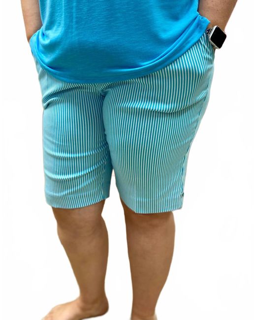 Southern Lady Blue Stripe Knee Short