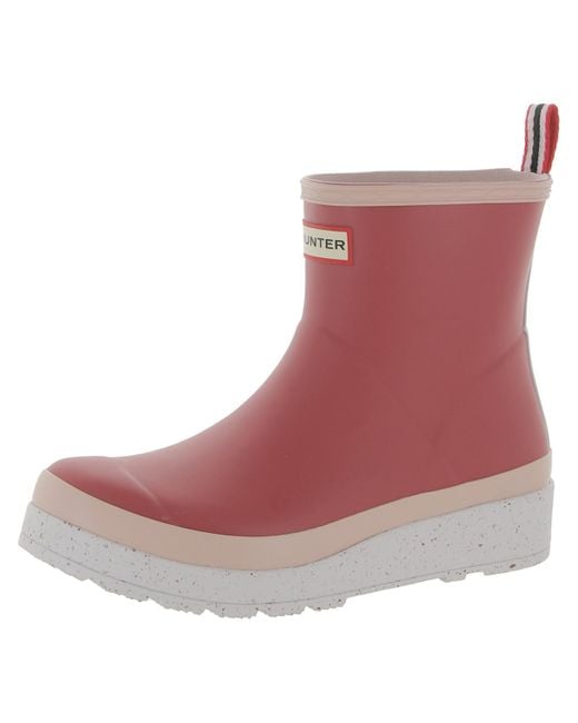 Hunter Brown Play Short Speckle Sole Rubber Pull-on Rain Boots