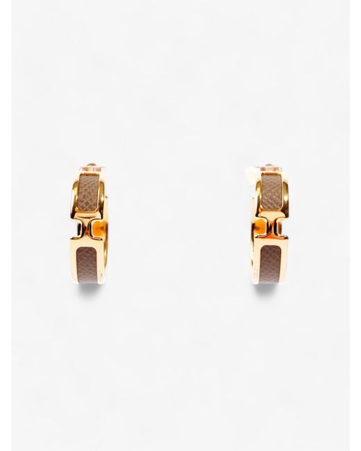 Hermès White Olympe Earrings Etoupe Rose Gold Plated